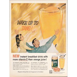1959 Wake up to TANG Breakfast Drink Vintage Print Ad Dad Daughter Wall Art 50s